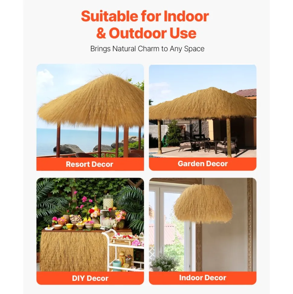 VEVOR Artificial Thatch Grass Roof, 1.6 x 19.7 ft Tiki Bar Hut Thatch Roofing Roll, Waterproof & Fire-Resistant, Palapa Tiki Roof Mat for Patio Pool Beach Tropical Hawaiian Party Décor
