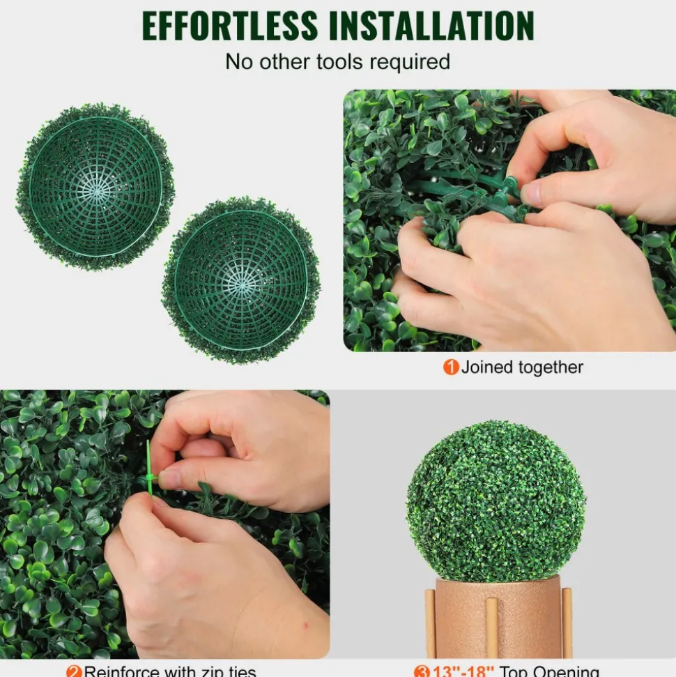 VEVOR Artificial Topiaries Boxwood Trees, 20” Tall (2 Pieces), Ball-Shape Faux Topiaries Plant, All-year Green Feaux Plant Decorative Balls for Backyard, Balcony,Garden, Wedding and Home Décor