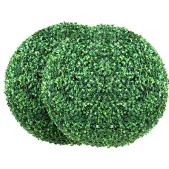 VEVOR Artificial Topiaries Boxwood Trees, 16” Tall (2 Pieces), Ball-Shape Faux Topiaries Plant, All-year Green Feaux Plant Decorative Balls for Backyard, Balcony,Garden, Wedding and Home Décor