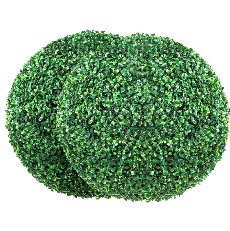 VEVOR Artificial Topiaries Boxwood Trees, 16” Tall (2 Pieces), Ball-Shape Faux Topiaries Plant, All-year Green Feaux Plant Decorative Balls for Backyard, Balcony,Garden, Wedding and Home Décor