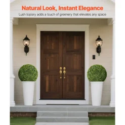 VEVOR Artificial Topiary Ball, 23 inch Faux Boxwood Plant Balls, Fake Silk Tree Look Real, Easy Assembly for Decor Front Porch Outdoor Patio Garden Balcony Backyard and Indoor Home Wedding, Green