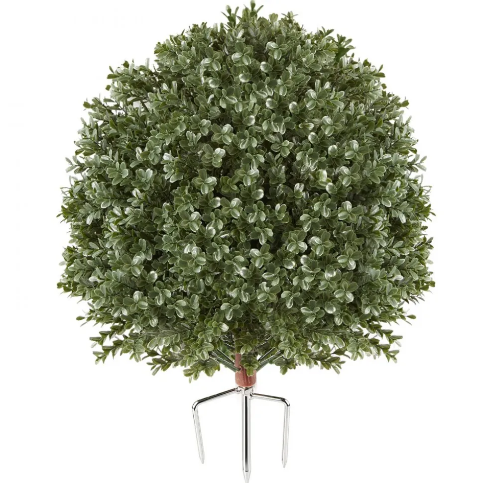 VEVOR Artificial Topiary Ball Boxwood Bush 20 in Set of 2 Green Fake Shrubs, PE Faux Trees with Metal Ground Spikes, Indoor & Outdoor Plant for Front Door, Entryway, Porch, Balcony, Patio, Garden