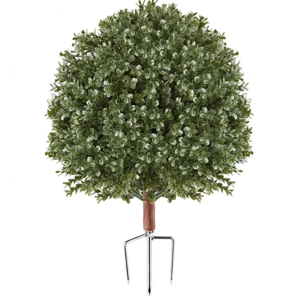 VEVOR Artificial Topiary Ball Boxwood Bush 20 in Set of 2 Green Fake Shrubs, PE Faux Trees with Metal Ground Spikes, Indoor & Outdoor Plant for Front Door, Entryway, Porch, Balcony, Patio, Garden