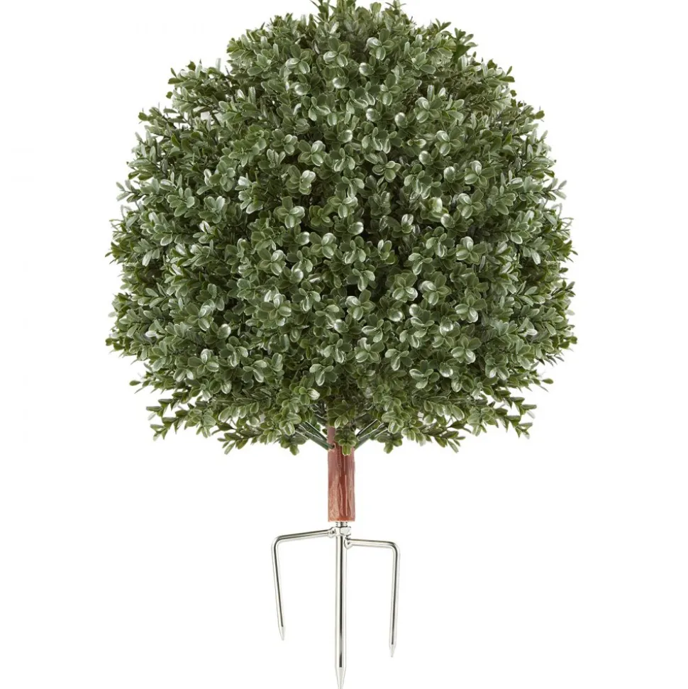 VEVOR Artificial Topiary Ball Boxwood Bush 20 in Set of 2 Green Fake Shrubs, PE Faux Trees with Metal Ground Spikes, Indoor & Outdoor Plant for Front Door, Entryway, Porch, Balcony, Patio, Garden