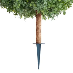 VEVOR Artificial Topiary Boxwood Trees with Ground Spike, 27 inch 2 Set Faux Shrubs & Bushes Potted Plants, Fake Silk Tree Look Real for Decor Front Porch Outdoor Indoor Patio Garden Balcony Backyard