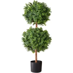 VEVOR Artificial Topiary Boxwood Double Ball, 2 Set 36 inch Faux Boxwood Plant Balls, Fake Silk Tree Look Real, Easy Assembly for Decor Front Porch Outdoor Patio Garden Balcony Backyard Indoor