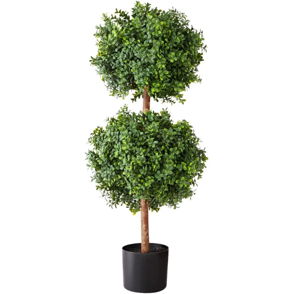 VEVOR Artificial Topiary Boxwood Double Ball, 2 Set 36 inch Faux Boxwood Plant Balls, Fake Silk Tree Look Real, Easy Assembly for Decor Front Porch Outdoor Patio Garden Balcony Backyard Indoor