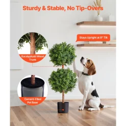 VEVOR Artificial Topiary Boxwood Double Ball, 2 Set 36 inch Faux Boxwood Plant Balls, Fake Silk Tree Look Real, Easy Assembly for Decor Front Porch Outdoor Patio Garden Balcony Backyard Indoor