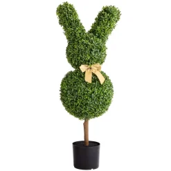 VEVOR Artificial Topiary Bunny-Shape Boxwood Ball, 2 Set 36 inch Faux Boxwood Plant Balls, Fake Silk Tree Look Real, Easy Assembly for Decor Front Porch Outdoor Patio Garden Balcony Backyard Indoor