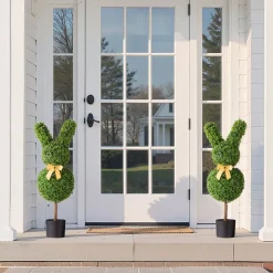 VEVOR Artificial Topiary Bunny-Shape Boxwood Ball, 2 Set 36 inch Faux Boxwood Plant Balls, Fake Silk Tree Look Real, Easy Assembly for Decor Front Porch Outdoor Patio Garden Balcony Backyard Indoor