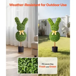 VEVOR Artificial Topiary Bunny-Shape Boxwood Ball, 2 Set 36 inch Faux Boxwood Plant Balls, Fake Silk Tree Look Real, Easy Assembly for Decor Front Porch Outdoor Patio Garden Balcony Backyard Indoor