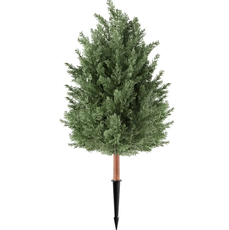 VEVOR Artificial Topiary Cedar Bush 3 Ft Set of 2 Greenery Fake Shrubs, PE Faux Trees with Ground Spikes, Indoor & Outdoor Green Plant for Front Door, Entryway, Porch, Balcony, Patio, Garden