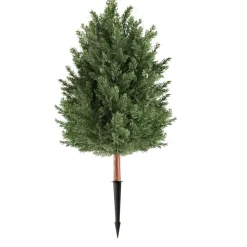 VEVOR Artificial Topiary Cedar Bush 3 Ft Set of 2 Greenery Fake Shrubs, PE Faux Trees with Ground Spikes, Indoor & Outdoor Green Plant for Front Door, Entryway, Porch, Balcony, Patio, Garden
