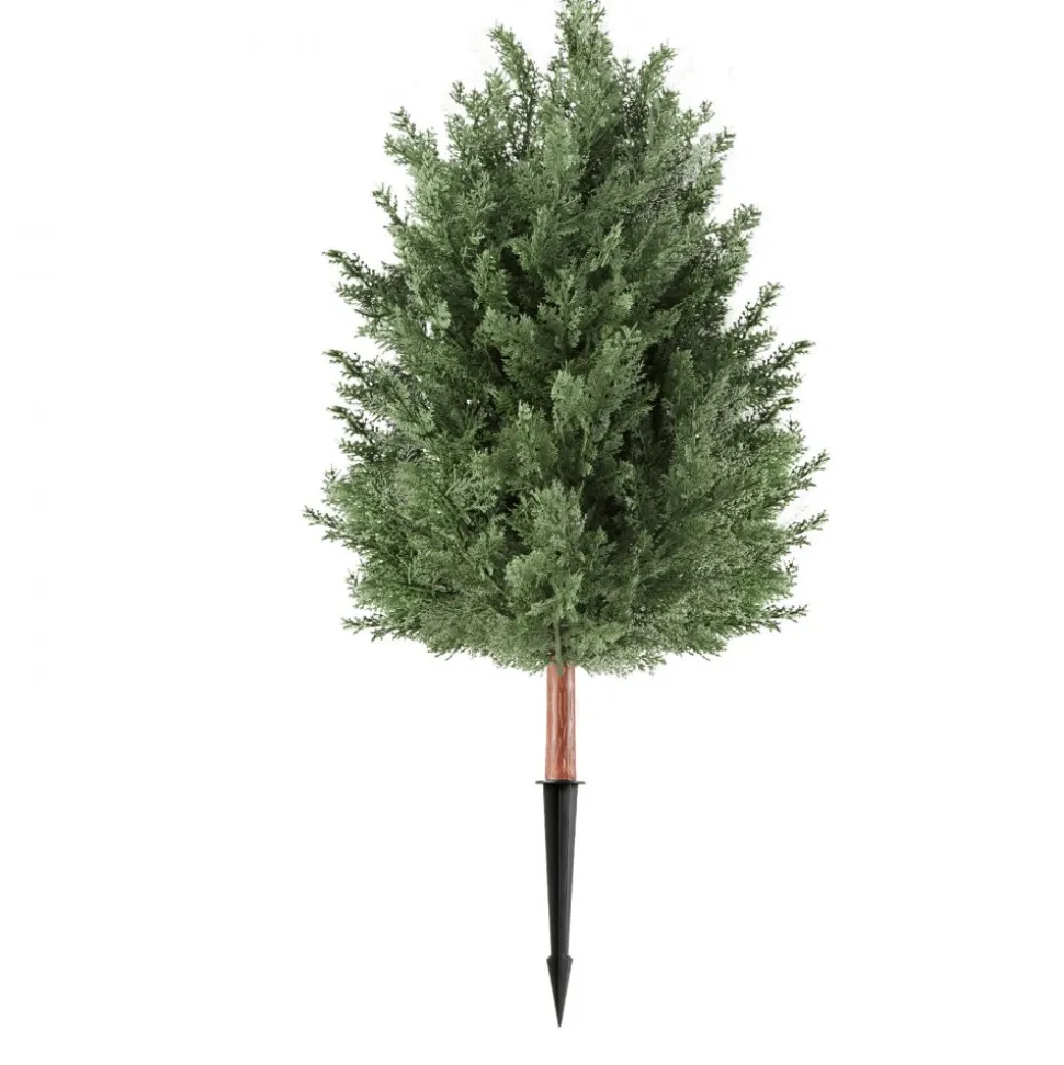 VEVOR Artificial Topiary Cedar Bush 3 Ft Set of 2 Greenery Fake Shrubs, PE Faux Trees with Ground Spikes, Indoor & Outdoor Green Plant for Front Door, Entryway, Porch, Balcony, Patio, Garden