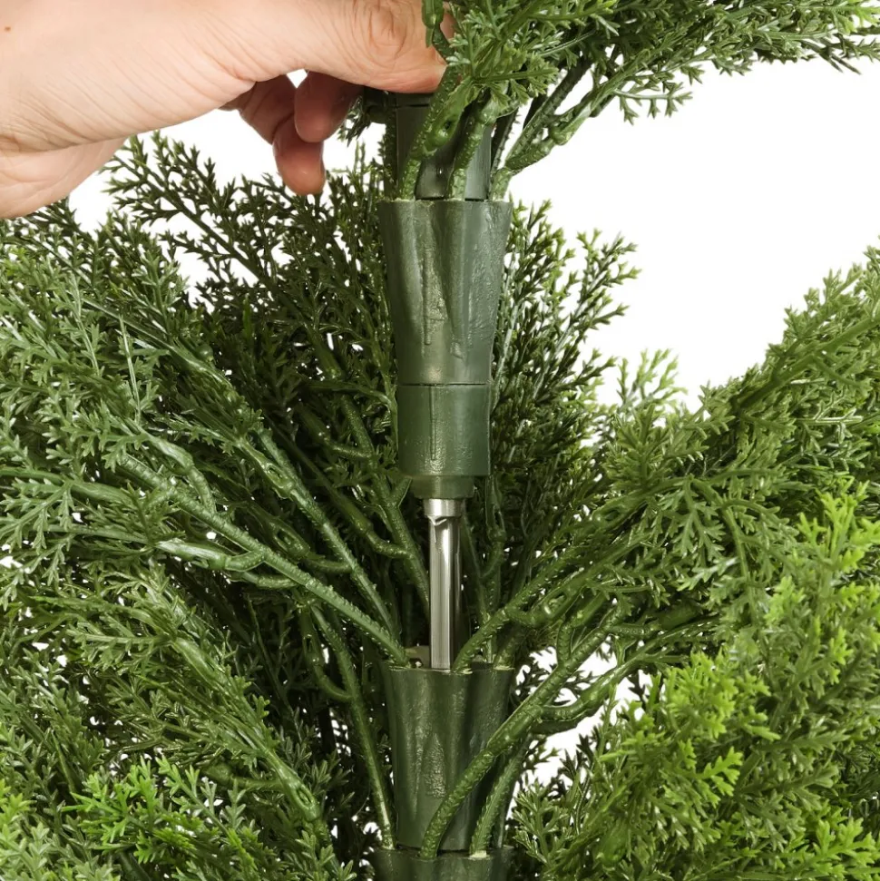 VEVOR Artificial Topiary Cedar Trees, 48 inch 2 Set Faux Pine Shrubs Plants, Fake Silk Tree Look Real, Easy Assembly for Decor Front Porch Outdoor Patio Garden Balcony Backyard Indoor Office