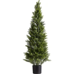 VEVOR Artificial Topiary Cedar Trees, 48 inch 2 Set Faux Pine Shrubs Plants, Fake Silk Tree Look Real, Easy Assembly for Decor Front Porch Outdoor Patio Garden Balcony Backyard Indoor Office