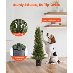 VEVOR Artificial Topiary Cedar Trees, 36 inch 2 Set Faux Pine Shrubs Plants, Fake Silk Tree Look Real, Easy Assembly for Decor Front Porch Outdoor Patio Garden Balcony Backyard Indoor Office