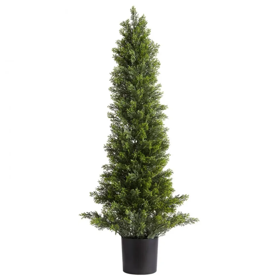 VEVOR Artificial Topiary Cedar Trees, 36 inch 2 Set Faux Pine Shrubs Plants, Fake Silk Tree Look Real, Easy Assembly for Decor Front Porch Outdoor Patio Garden Balcony Backyard Indoor Office