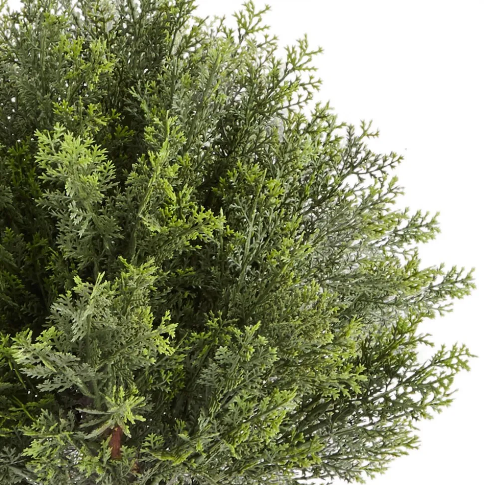 VEVOR Artificial Topiary Cypress Trees with Ground Spike, 16 inch 2 Set Faux Shrubs & Bushes Potted Plants, Fake Silk Tree Look Real for Decor Front Porch Outdoor Indoor Patio Garden Balcony Backyard