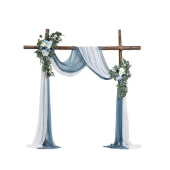 VEVOR Artificial Wedding Arch Flowers Kit, Blue Wedding Arch Flowers with Drapes Kit (Pack of 4) - 2 Pcs Floral Arrangement, 2 Pcs Sheer Drapes, for Ceremony Bouquets Reception Backdrop Decoration