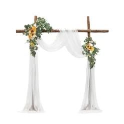VEVOR Artificial Wedding Arch Flowers Kit, Yellow Wedding Arch Flowers with Drapes Kit (Pack of 3) - 2 Pcs Floral Arrangement, 1 Pcs Sheer Drapes, for Ceremony Bouquets Reception Backdrop Decoration