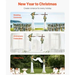 VEVOR Artificial Wedding Arch Flowers Kit, Yellow Wedding Arch Flowers with Drapes Kit (Pack of 3) - 2 Pcs Floral Arrangement, 1 Pcs Sheer Drapes, for Ceremony Bouquets Reception Backdrop Decoration