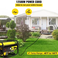 VEVOR 50' 50A RV Camp Power Cord Generator Cord 6/3 + 8/1 AWG NEMA 14-50P to Bare Wire