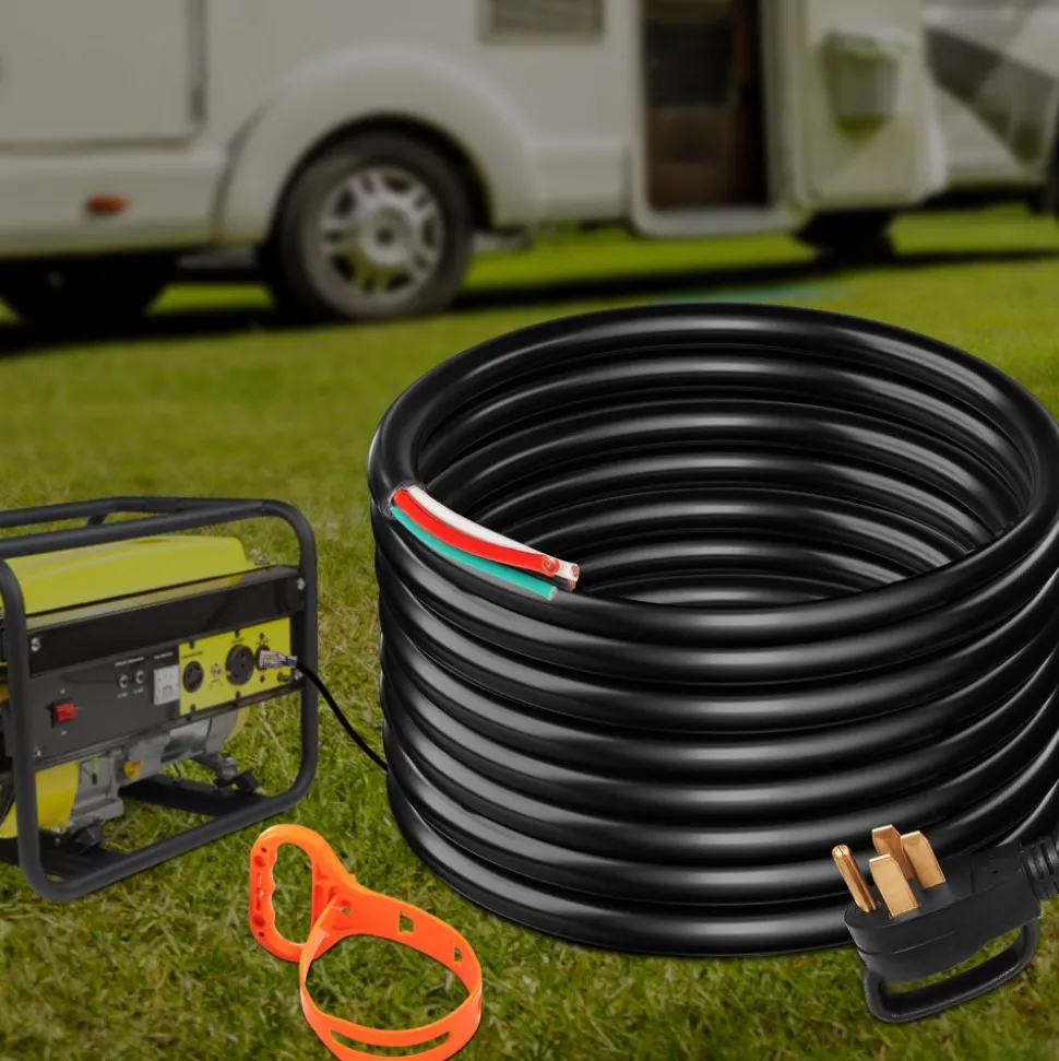 VEVOR 25' 50A RV Camp Power Cord Generator Cord 6/3 + 8/1 AWG NEMA 14-50P to Bare Wire