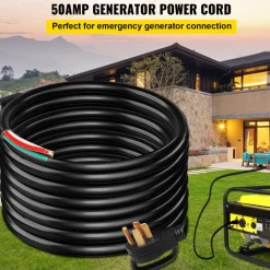 VEVOR 25' 50A RV Camp Power Cord Generator Cord 6/3 + 8/1 AWG NEMA 14-50P to Bare Wire