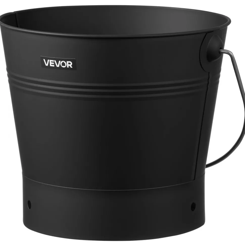 VEVOR Ash Bucket, 4 PCS with Lid, Shovel, Broom and Gloves, Metal Fireplace Charcoal Bucket and Ash Can, 2.6 GAL Large Capacity for Fireplace, Fire Pits, Wood Burning Stoves, Indoor and Outdoor