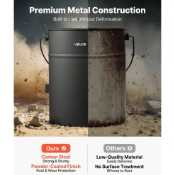 VEVOR Ash Bucket, 4 PCS with Lid, Shovel, Broom and Gloves, Metal Fireplace Charcoal Bucket and Ash Can, 4 GAL Large Capacity for Fireplace, Fire Pits, Wood Burning Stoves, Indoor and Outdoor