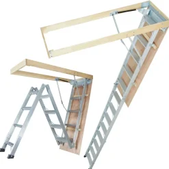 VEVOR Attic Ladder Foldable, 350-pound Capacity, 22.5" x 63", Multi-Purpose Aluminium Extension, Lightweight and Portable, Fits 9.5'-12' Ceiling Heights, Convenient Access to Your Attic Standard