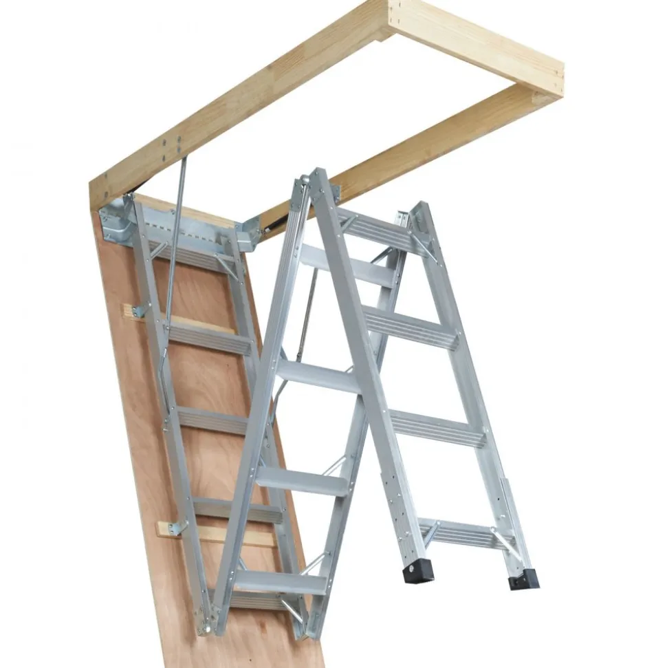 VEVOR Attic Ladder Foldable, 350-pound Capacity, 22.5" x 63", Multi-Purpose Aluminium Extension, Lightweight and Portable, Fits 9.5'-12' Ceiling Heights, Convenient Access to Your Attic Standard