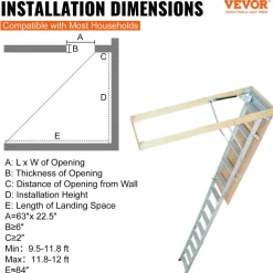VEVOR Attic Ladder Foldable, 350-pound Capacity, 22.5