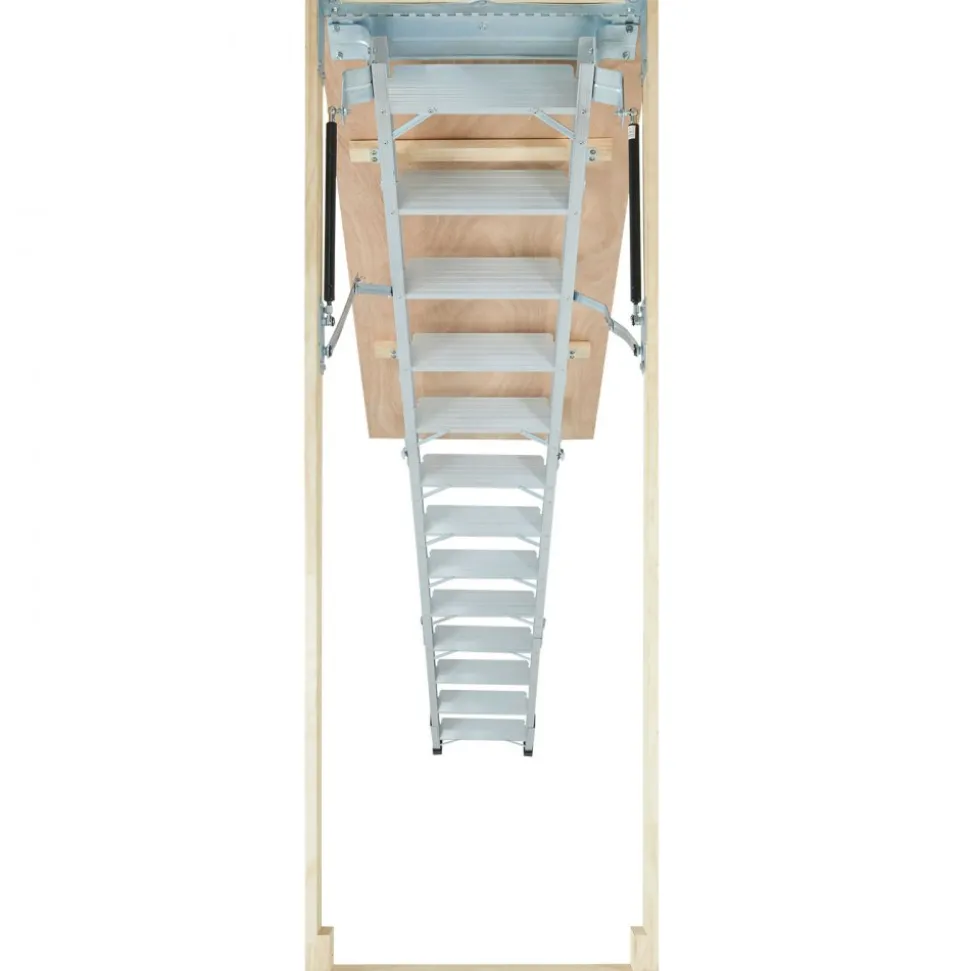 VEVOR Attic Ladder Foldable, 350-pound Capacity, 22.5" x 63", Multi-Purpose Aluminium Extension, Lightweight and Portable, Fits 9.5'-12' Ceiling Heights, Convenient Access to Your Attic Standard