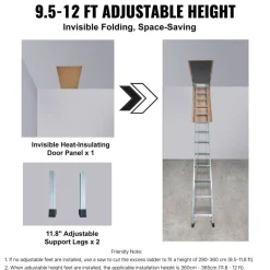 VEVOR Attic Ladder Foldable, 350-pound Capacity, 22.5