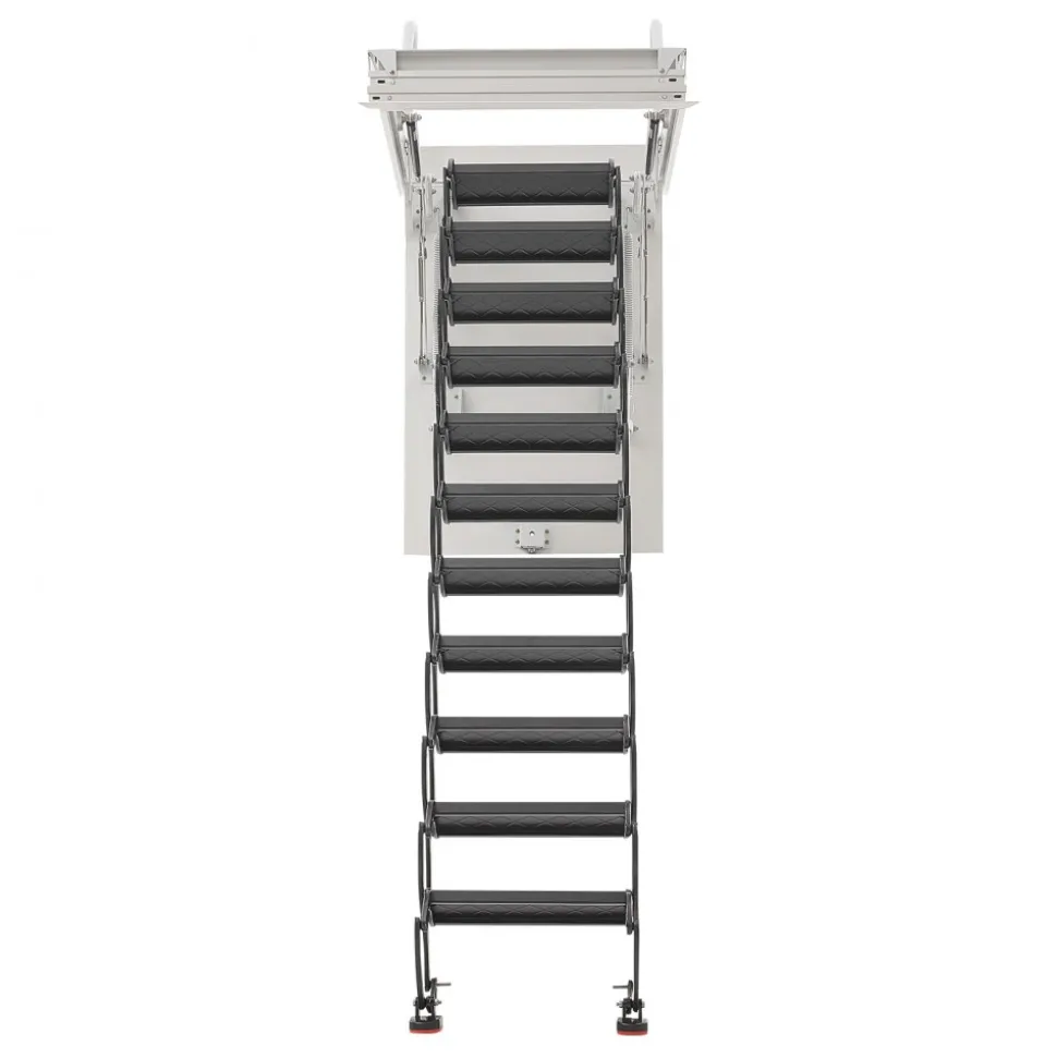 VEVOR Attic Ladder, 660LBS/299.4KG Capacity, Fits 8.5 to 9.4 ft Ceiling Height and 39.4 x 27.5 inch Opening Size, Alloy Steel Pull-Down Retractable Ceiling Stair with Pulling Rod for Attic Loft Roof