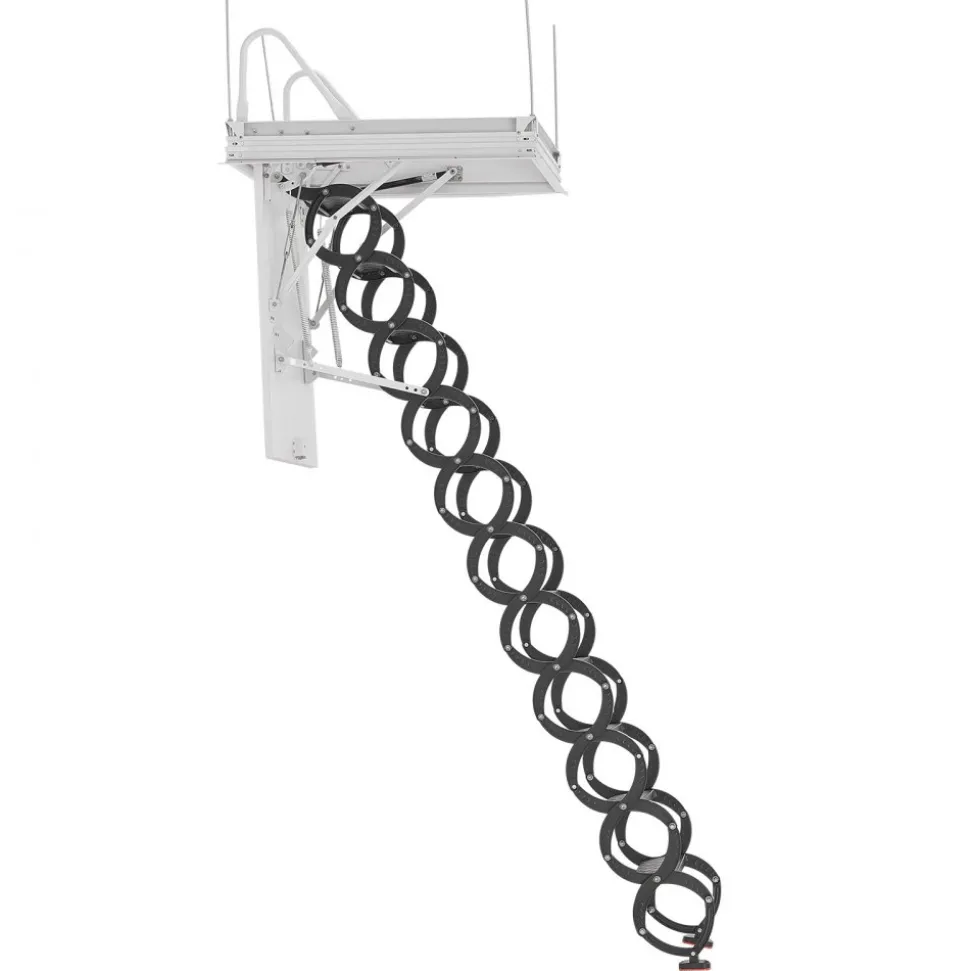 VEVOR Attic Ladder, 660LBS/299.4KG Capacity, Fits 8.5 to 9.4 ft Ceiling Height and 39.4 x 27.5 inch Opening Size, Alloy Steel Pull-Down Retractable Ceiling Stair with Pulling Rod for Attic Loft Roof