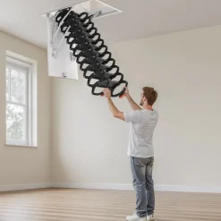 VEVOR Attic Ladder, 660LBS/299.4KG Capacity, Fits 9.5 to 10.2 ft Ceiling Height and 39.4 x 27.5 inch Opening Size, Alloy Steel Pull-Down Retractable Ceiling Stair with Pulling Rod for Attic Loft Roof