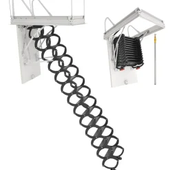 VEVOR Attic Ladder, 660LBS/299.4KG Capacity, Fits 10.5 to 11 ft Ceiling Height and 39.4 x 27.5 inch Opening Size, Alloy Steel Pull-Down Retractable Ceiling Stair with Pulling Rod for Attic Loft Roof