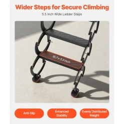 VEVOR Attic Ladder Wall-Mounted, 660LBS/299.4KG Capacity, Fits 9.5 to 10 ft Ceiling Height, 12-Step Steel Folding Stairs with Handrails, Pull Down Attic Ladders for Attics, Garages, Roofs, Basements