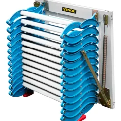 VEVOR Attic Steps Pull Down 12 Steps Attic Stairs, Alloy Attic Access Ladder, Blue Pulldown Attic Stairs, Wall-mounted Folding Stairs for Attic, Retractable Attic Ladder with Armrests, 9.8 feet Height
