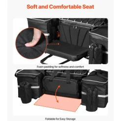 VEVOR ATV Rear Storage Bag, 54L ATV Rear Cargo Bag with 16L Cooler Insulated Bag, 600D Oxford Cloth Storage Rear Rack Seat Bag Fit Most ATVs with Rear Rack, Compatible with ATV, UTV, Can-Am Vehicles
