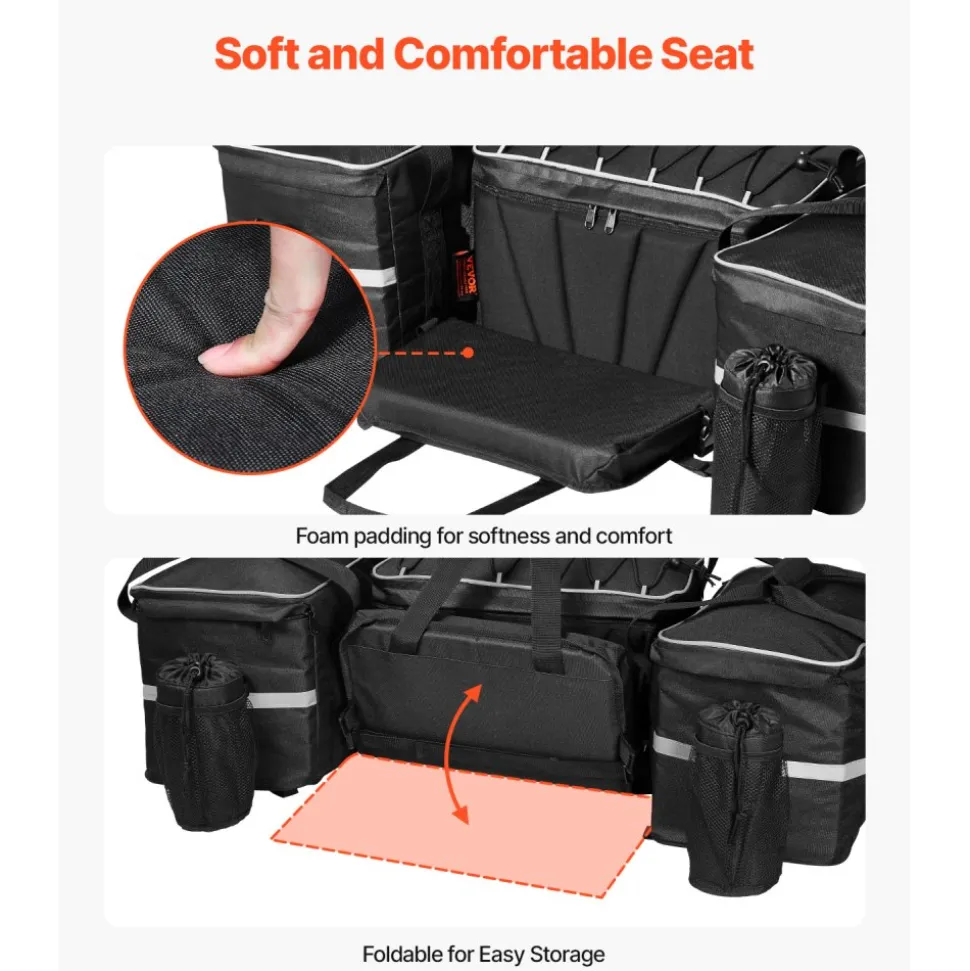 VEVOR ATV Rear Storage Bag, 54L ATV Rear Cargo Bag with 16L Cooler Insulated Bag, 600D Oxford Cloth Storage Rear Rack Seat Bag Fit Most ATVs with Rear Rack, Compatible with ATV, UTV, Can-Am Vehicles