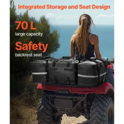 VEVOR ATV Rear Storage Bag, 54L ATV Rear Cargo Bag with 16L Cooler Insulated Bag, 600D Oxford Cloth Storage Rear Rack Seat Bag Fit Most ATVs with Rear Rack, Compatible with ATV, UTV, Can-Am Vehicles