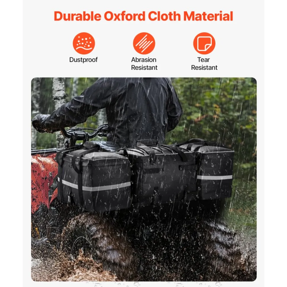 VEVOR ATV Rear Storage Bag, 54L ATV Rear Cargo Bag with 16L Cooler Insulated Bag, 600D Oxford Cloth Storage Rear Rack Seat Bag Fit Most ATVs with Rear Rack, Compatible with ATV, UTV, Can-Am Vehicles