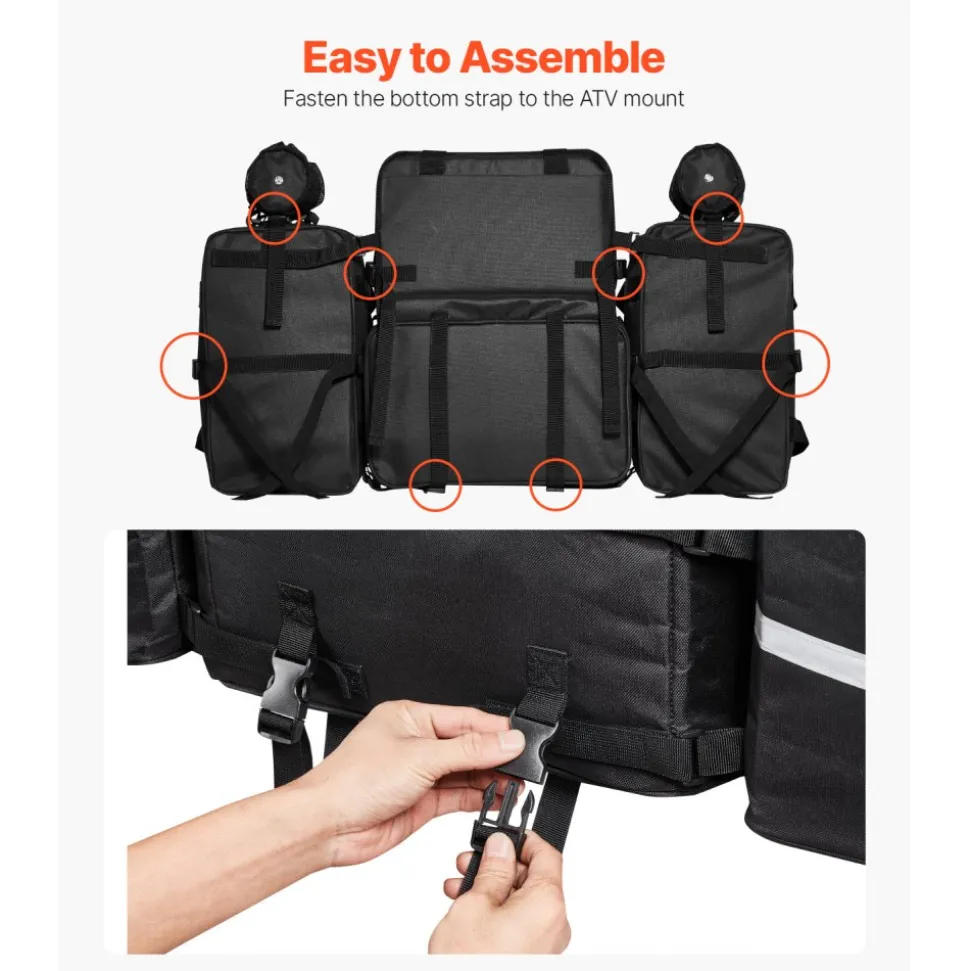 VEVOR ATV Rear Storage Bag, 54L ATV Rear Cargo Bag with 16L Cooler Insulated Bag, 600D Oxford Cloth Storage Rear Rack Seat Bag Fit Most ATVs with Rear Rack, Compatible with ATV, UTV, Can-Am Vehicles