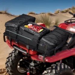 VEVOR ATV Rear Storage Bag, 50L ATV Rear Cargo Bag with Sponge Seat Cushion & Bottle Holder, 600D Oxford Cloth Rear Seat Gear Bag Fit Most ATVs with Rear Rack, Compatible with ATV, UTV, Can-Am Vehicle