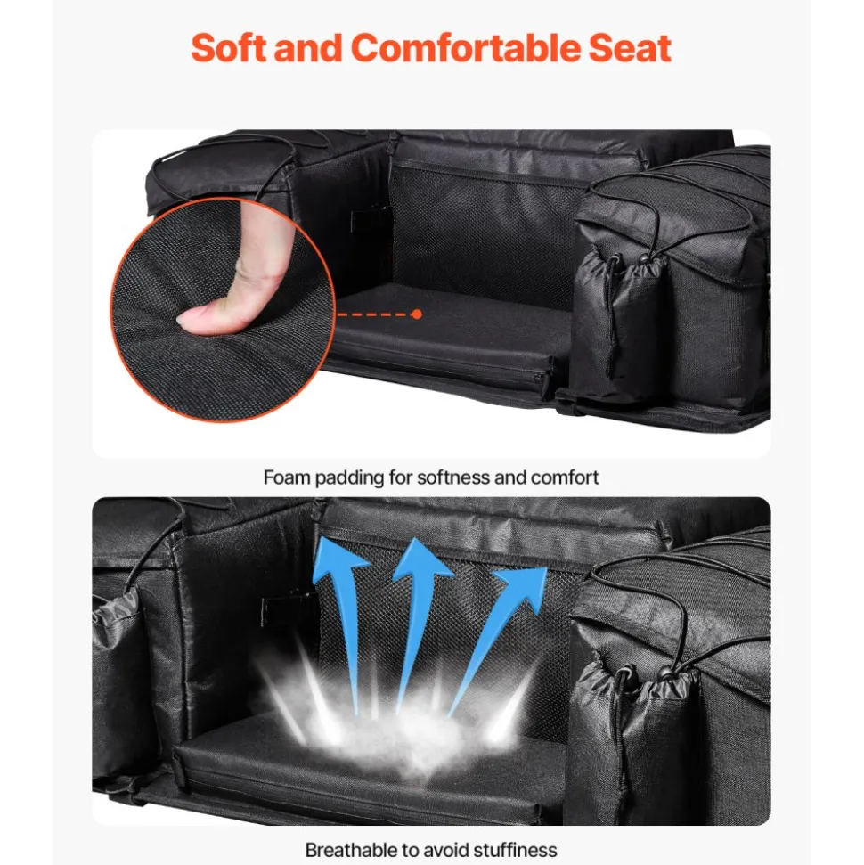 VEVOR ATV Rear Storage Bag, 50L ATV Rear Cargo Bag with Sponge Seat Cushion & Bottle Holder, 600D Oxford Cloth Rear Seat Gear Bag Fit Most ATVs with Rear Rack, Compatible with ATV, UTV, Can-Am Vehicle