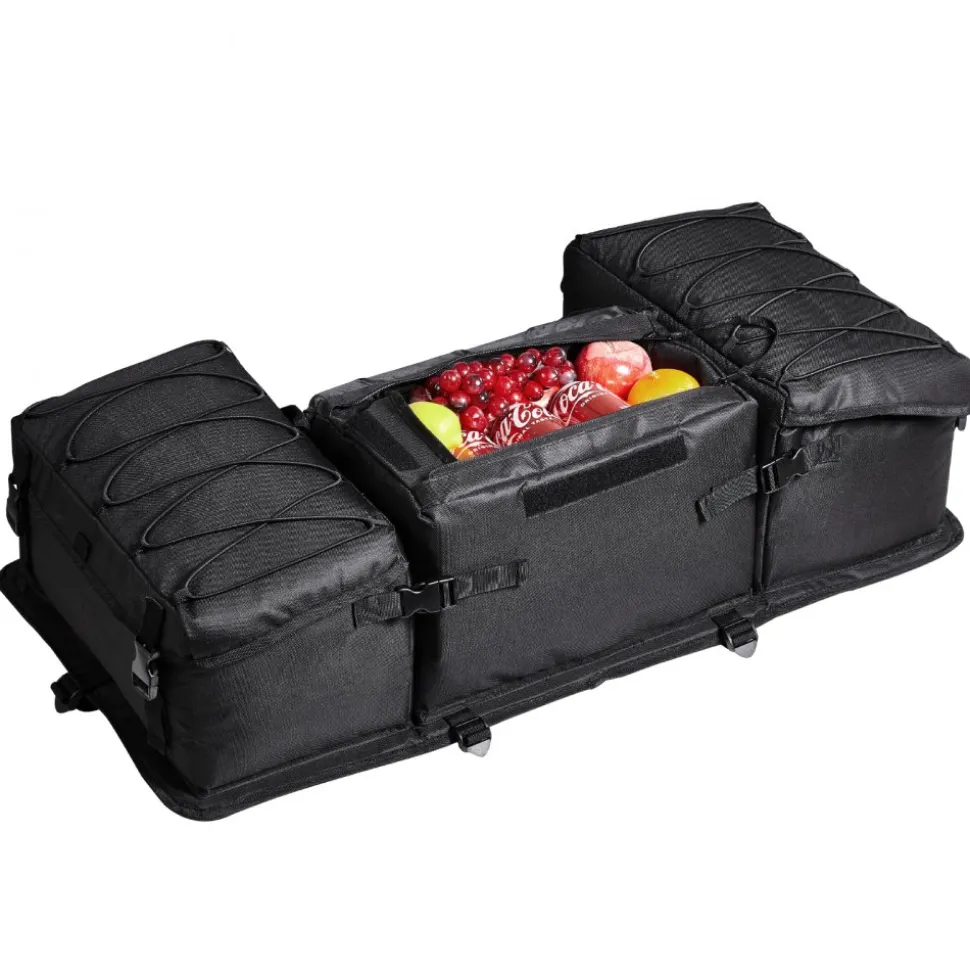 VEVOR ATV Rear Storage Bag, 50L ATV Rear Cargo Bag with Sponge Seat Cushion & Bottle Holder, 600D Oxford Cloth Rear Seat Gear Bag Fit Most ATVs with Rear Rack, Compatible with ATV, UTV, Can-Am Vehicle